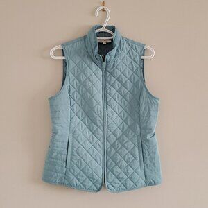 Talbots Petites Women's Quilted Blue Vest with Zipper Fall Spring Size S